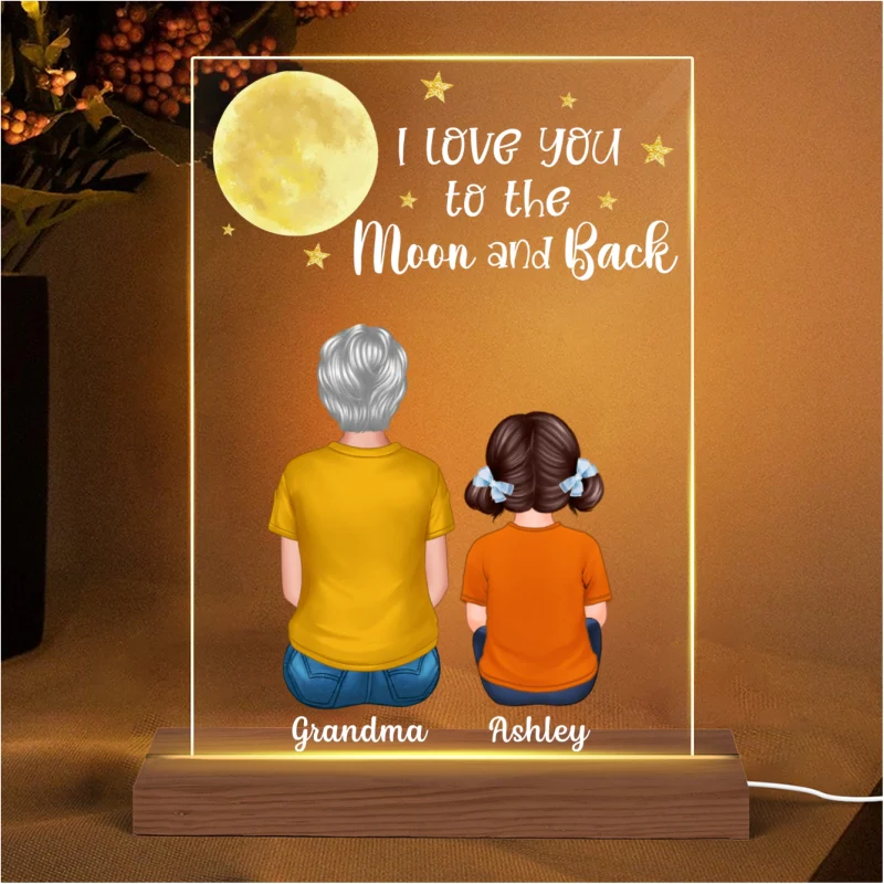 Grandma Grandkids Love To The Moon Personalized Plaque LED Night Light - Image 4