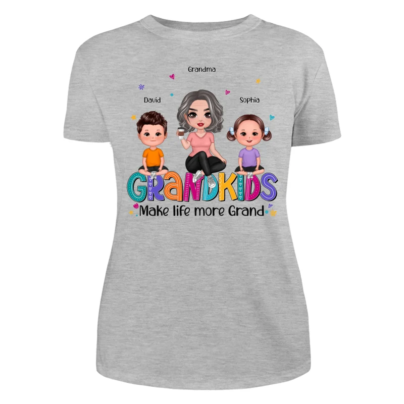 Grandma Grandkids Make Life Grand Sitting On Word Personalized Shirt - Image 10