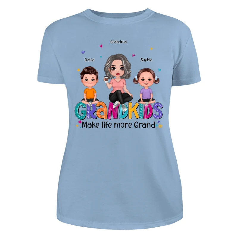Grandma Grandkids Make Life Grand Sitting On Word Personalized Shirt - Image 12