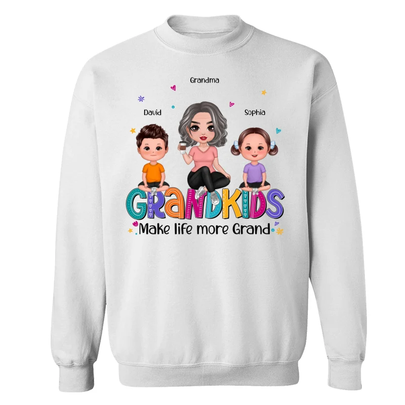 Grandma Grandkids Make Life Grand Sitting On Word Personalized Shirt - Image 13