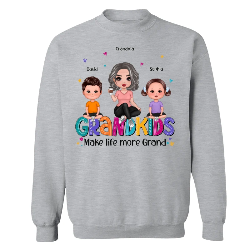 Grandma Grandkids Make Life Grand Sitting On Word Personalized Shirt - Image 14