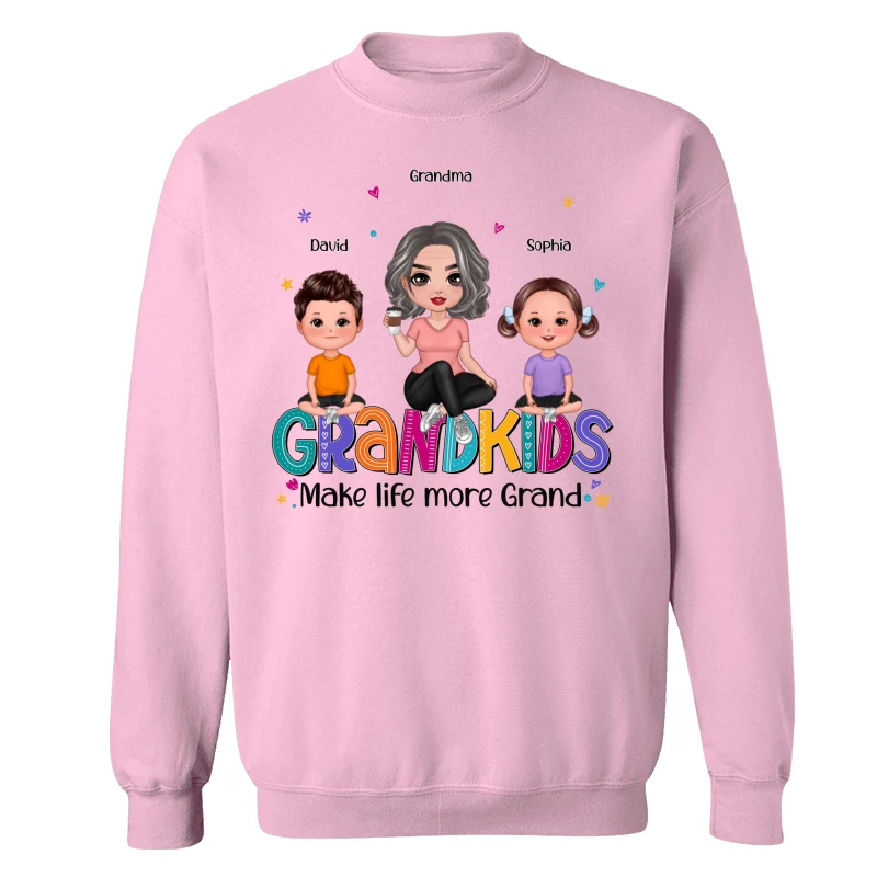 Grandma Grandkids Make Life Grand Sitting On Word Personalized Shirt - Image 15