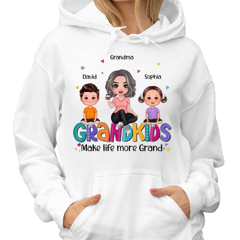 Grandma Grandkids Make Life Grand Sitting On Word Personalized Shirt - Image 4