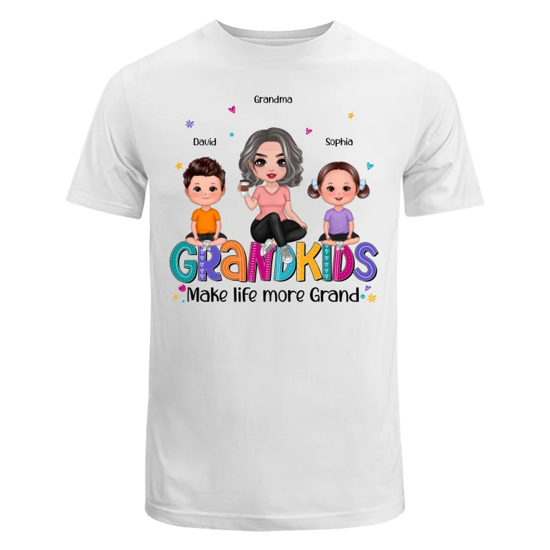 Grandma Grandkids Make Life Grand Sitting On Word Personalized Shirt - Image 5