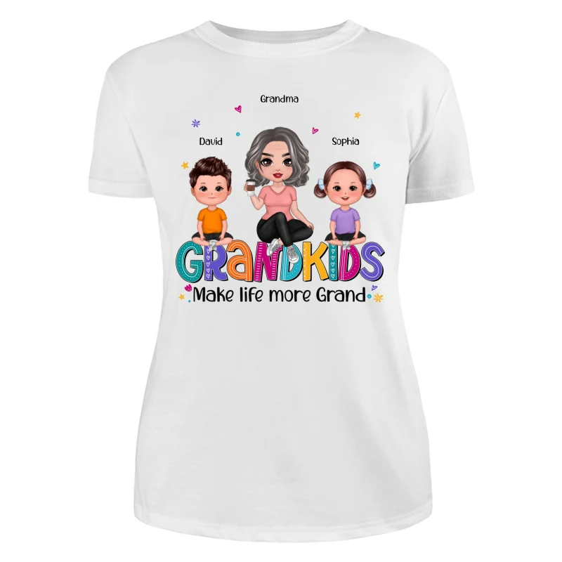 Grandma Grandkids Make Life Grand Sitting On Word Personalized Shirt - Image 9