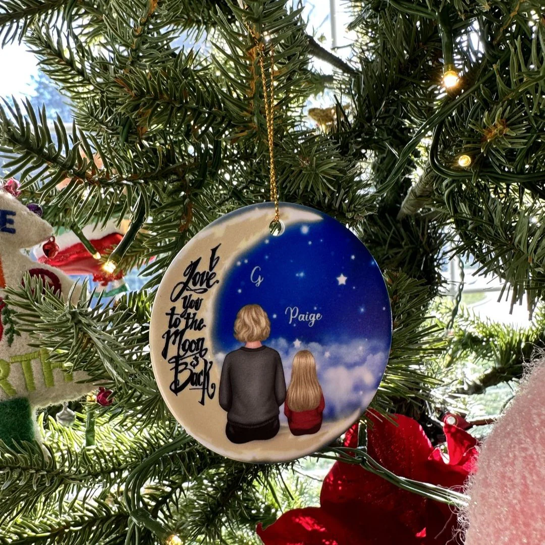 Grandma Grandkids On Moon - Personalized Ornament - Christmas Gift - Image 6