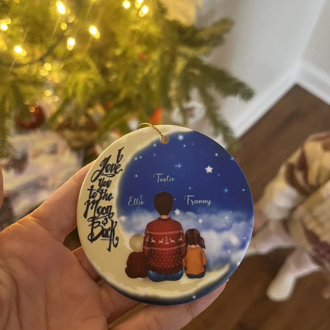 Grandma Grandkids On Moon - Personalized Ornament - Christmas Gift - Image 7