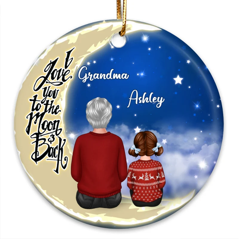 Grandma Grandkids On Moon - Personalized Ornament - Christmas Gift - Image 8