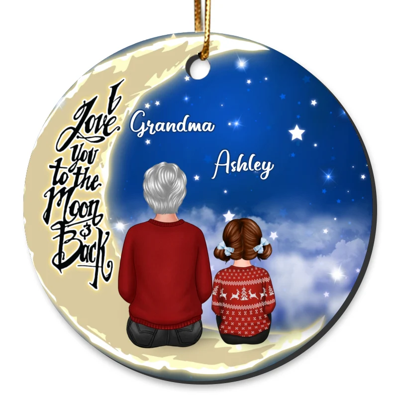 Grandma Grandkids On Moon - Personalized Ornament - Christmas Gift - Image 9