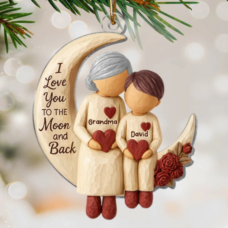 Grandma Grandkids on Moon - Personalized Acrylic Ornament - Heartfelt Christmas Gift for Grandma, Grandkids - Image 9