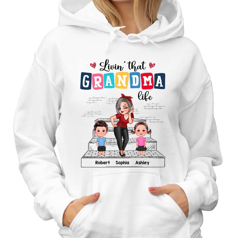 Grandma Grandkids Outline Stair Personalized Shirt - Image 4