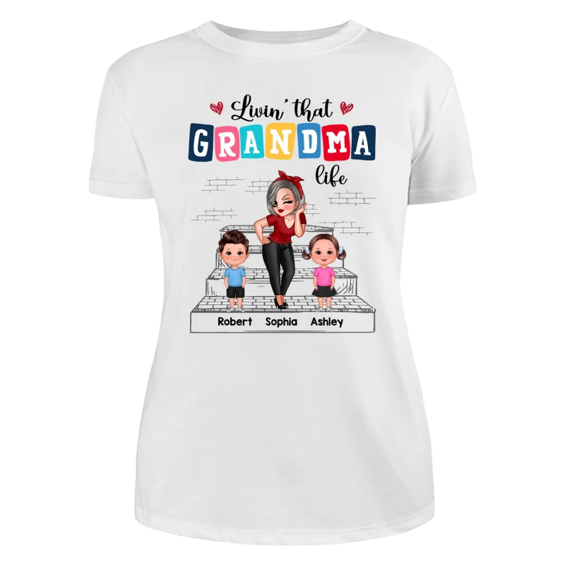 Grandma Grandkids Outline Stair Personalized Shirt - Image 9