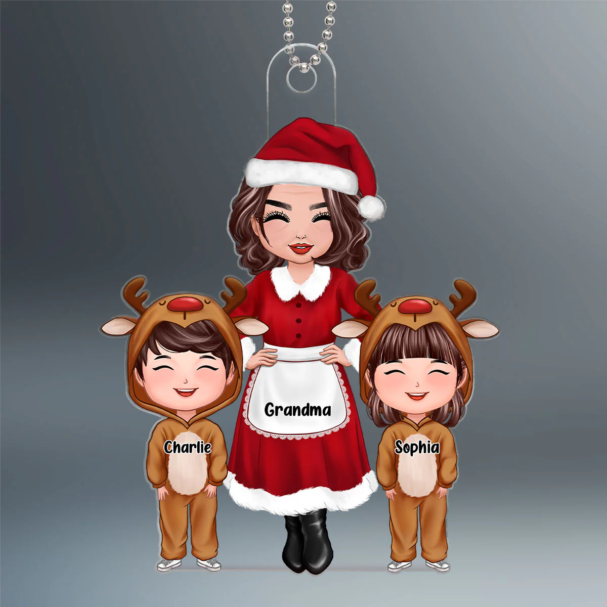 Grandma Grandkids Reindeer Christmas Gift Personalized Acrylic Ornament - Image 2