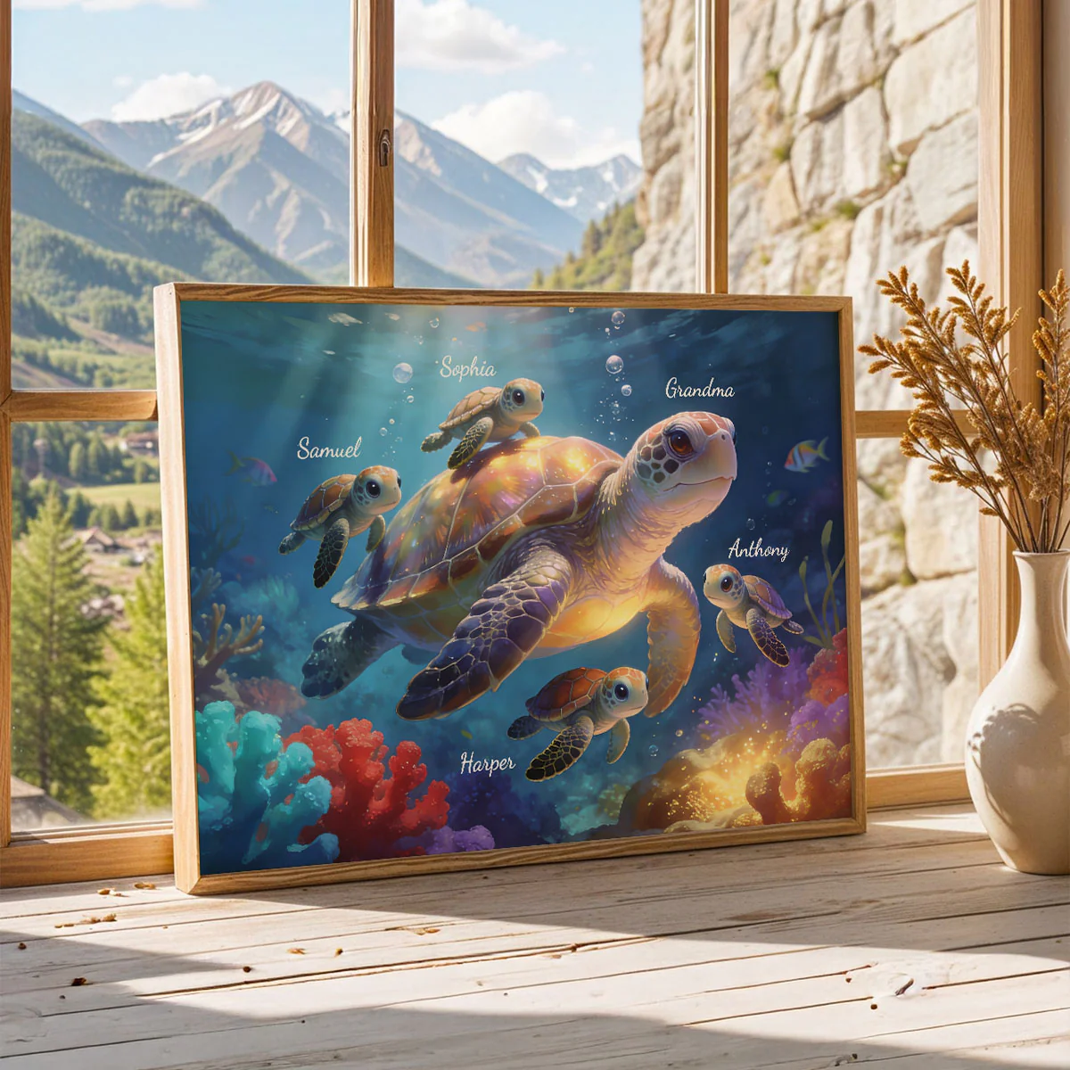 Timeless Love Grandma Grandkids Sea Turtles - Personalized Poster - Mother's Day Gift For Grandma - Image 2