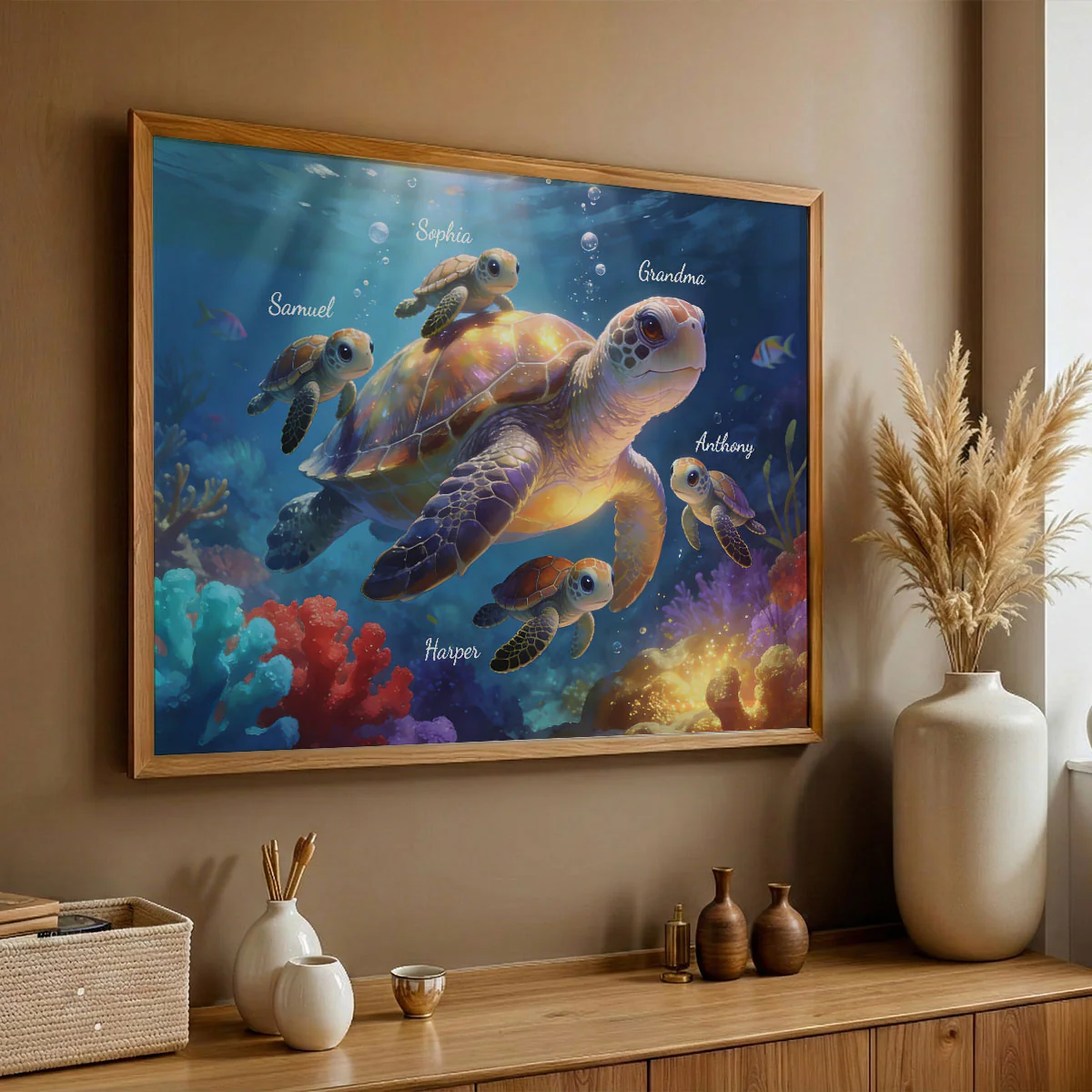 Timeless Love Grandma Grandkids Sea Turtles - Personalized Poster - Mother's Day Gift For Grandma - Image 3