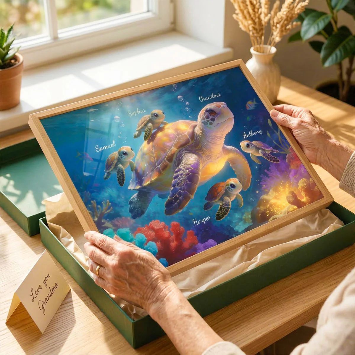 Timeless Love Grandma Grandkids Sea Turtles - Personalized Poster - Mother's Day Gift For Grandma - Image 4