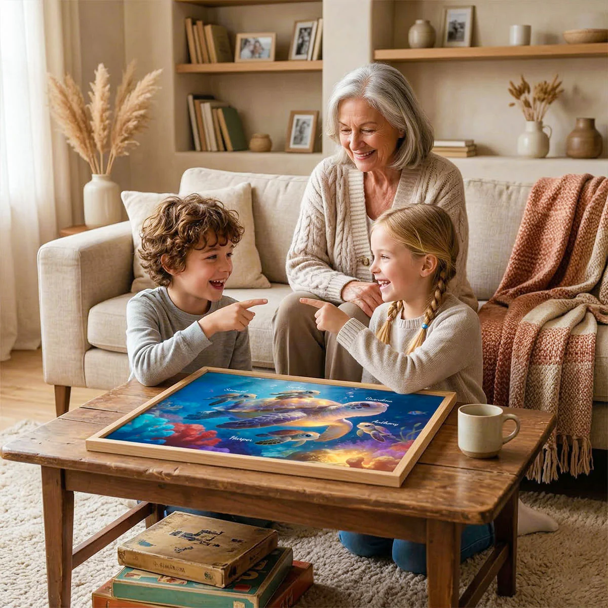 Timeless Love Grandma Grandkids Sea Turtles - Personalized Poster - Mother's Day Gift For Grandma - Image 9