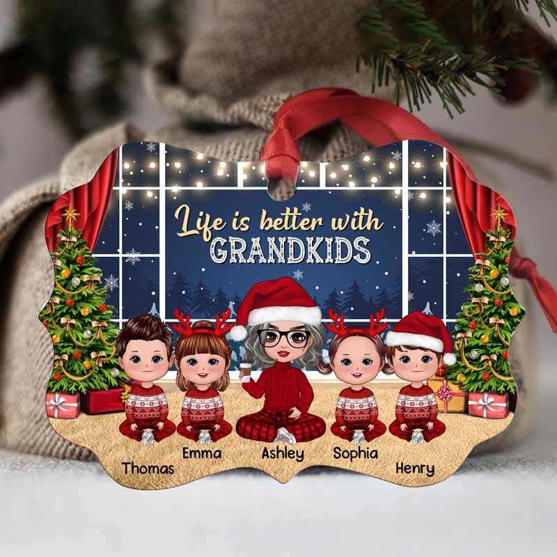 Grandma Grandkids Sitting By Window Personalized Christmas Ornament - Image 2