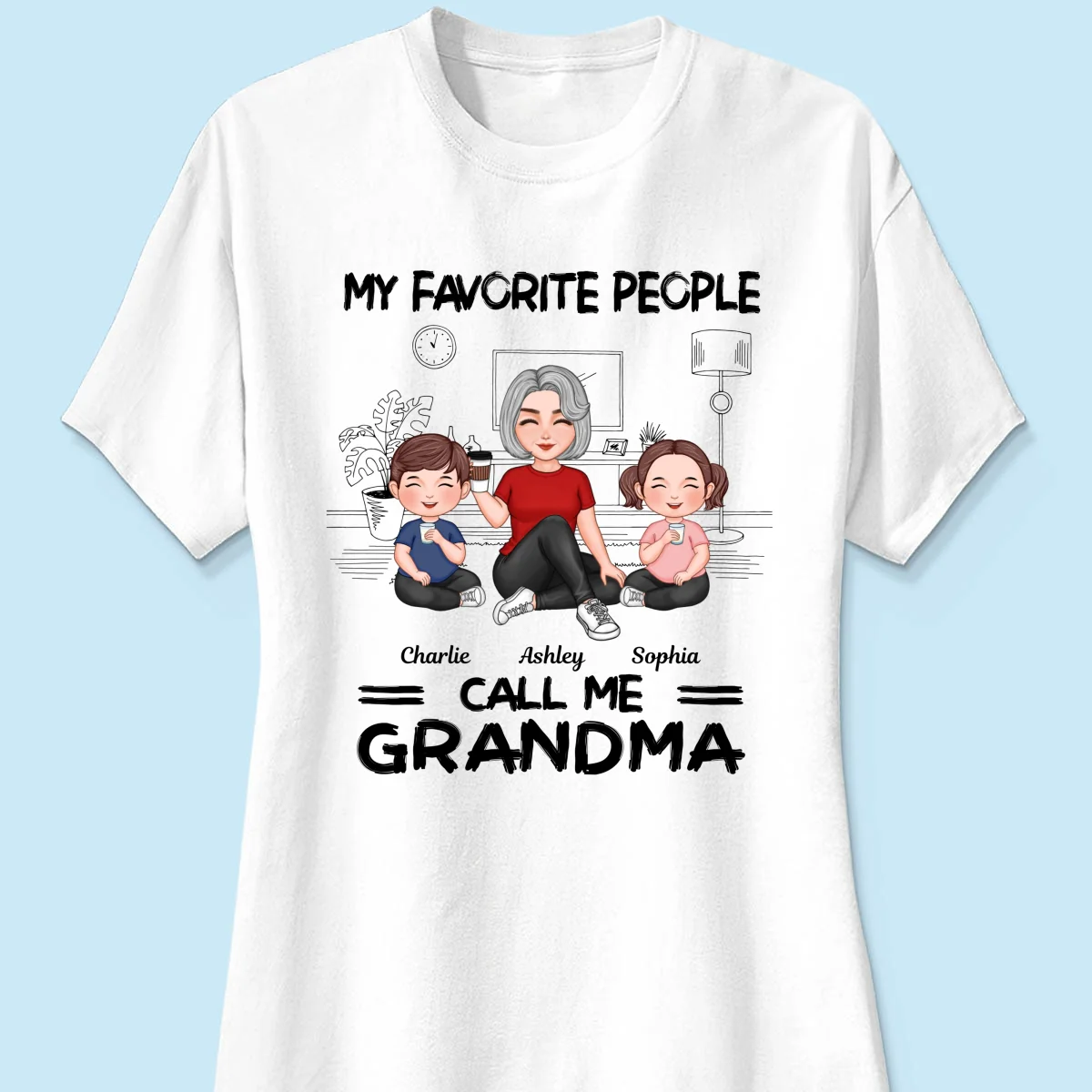 Grandma Grandkids Sitting Favorite People Call Me Grandma Personalized Shirt - Image 11