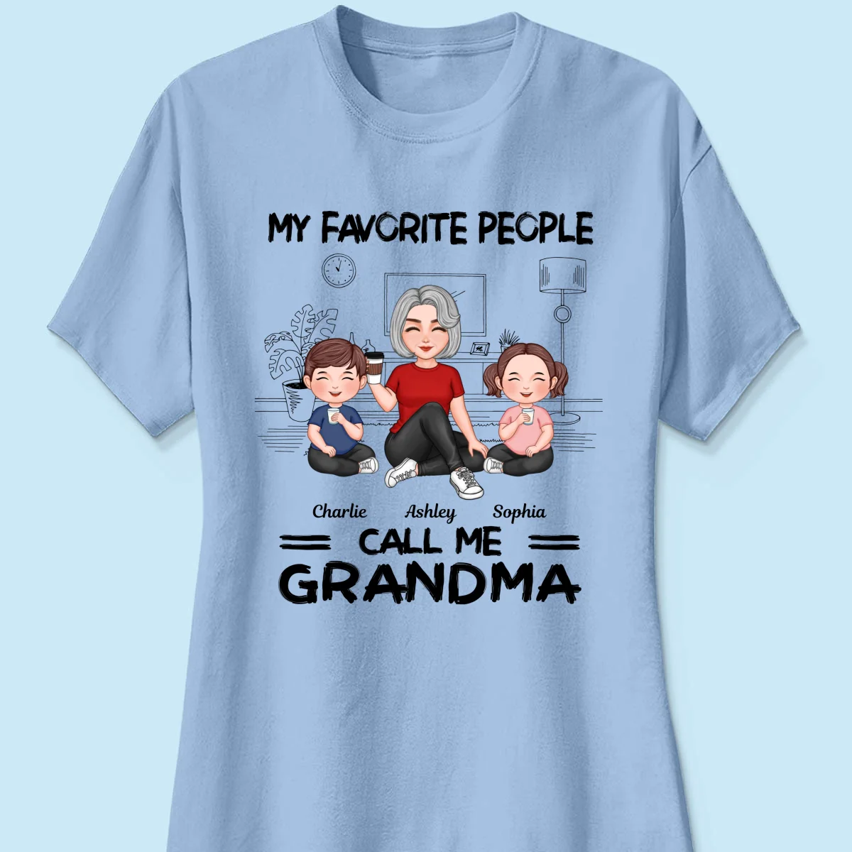 Grandma Grandkids Sitting Favorite People Call Me Grandma Personalized Shirt - Image 14