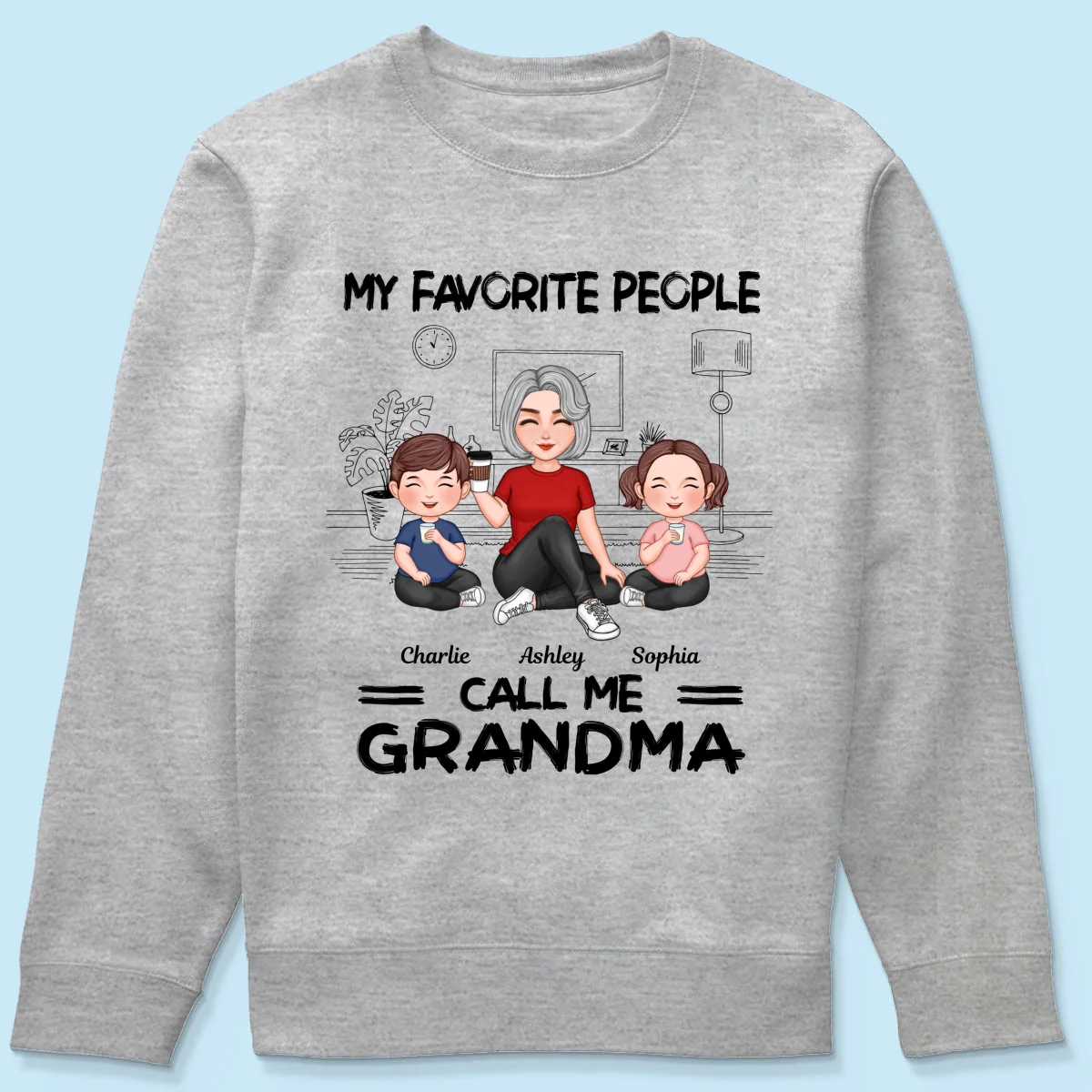 Grandma Grandkids Sitting Favorite People Call Me Grandma Personalized Shirt - Image 20