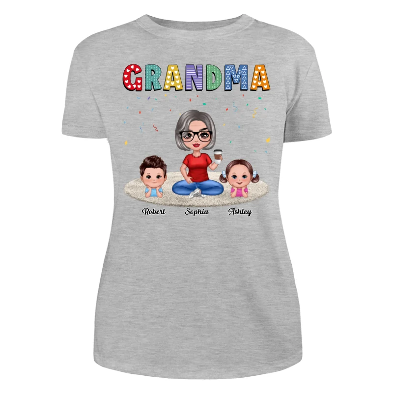 Grandma Grandkids Sitting On Carpet Personalized Shirt - Image 10