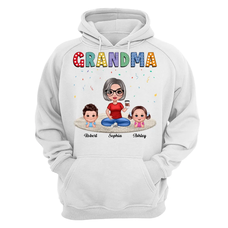 Grandma Grandkids Sitting On Carpet Personalized Shirt - Image 13