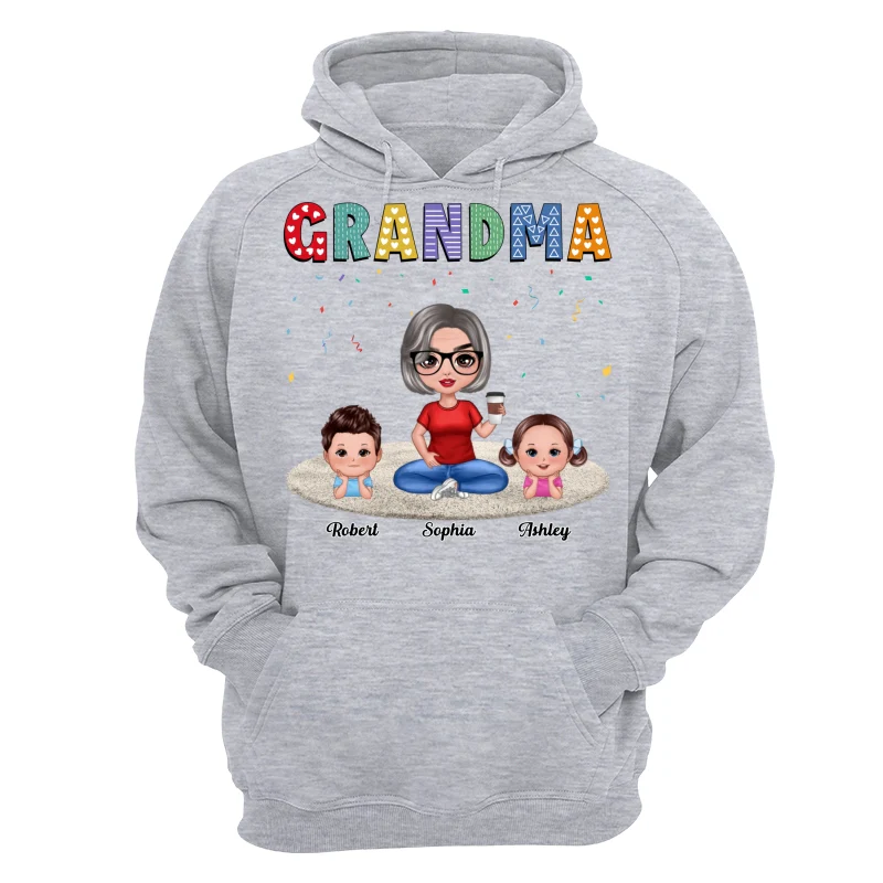 Grandma Grandkids Sitting On Carpet Personalized Shirt - Image 14