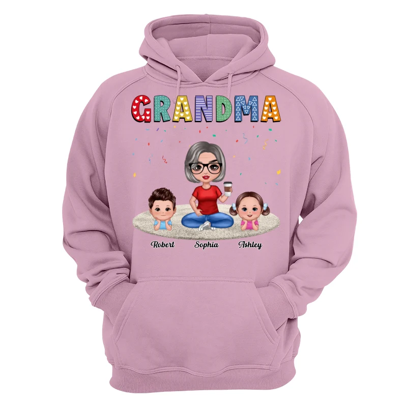 Grandma Grandkids Sitting On Carpet Personalized Shirt - Image 15