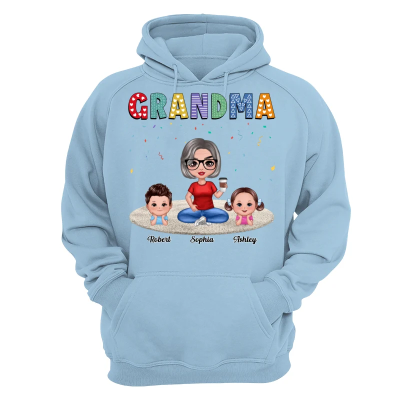 Grandma Grandkids Sitting On Carpet Personalized Shirt - Image 16
