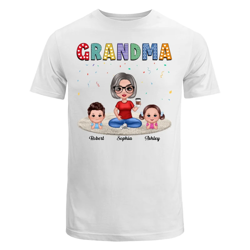 Grandma Grandkids Sitting On Carpet Personalized Shirt - Image 5