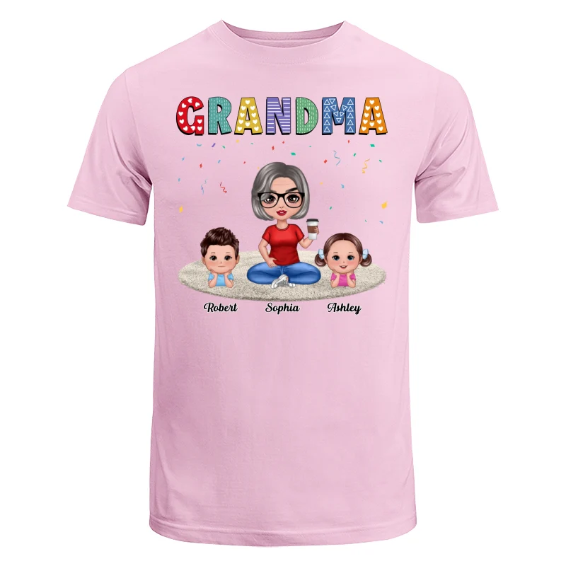 Grandma Grandkids Sitting On Carpet Personalized Shirt - Image 7