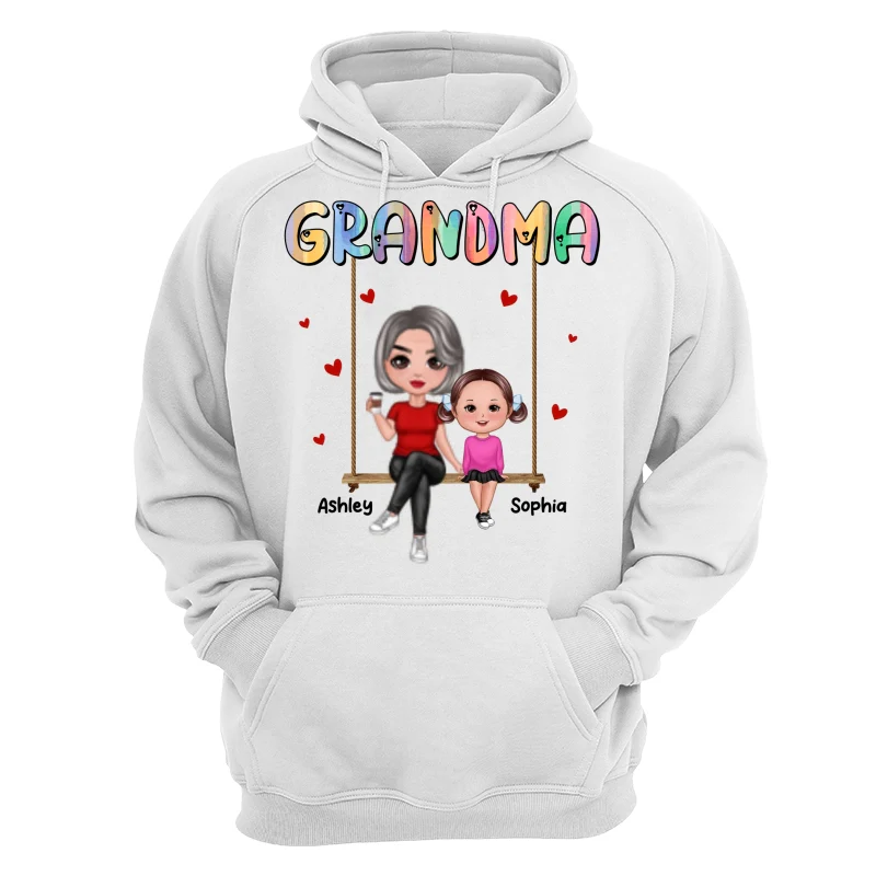 Grandma & Grandkids Sitting On Swing Personalized Shirt - Image 13