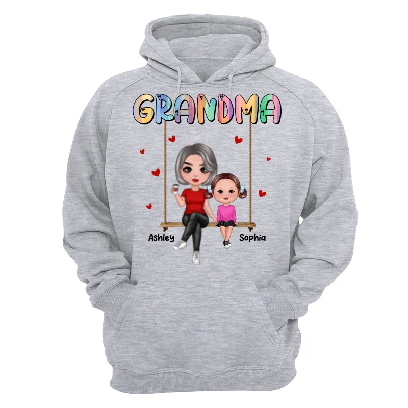 Grandma & Grandkids Sitting On Swing Personalized Shirt - Image 14