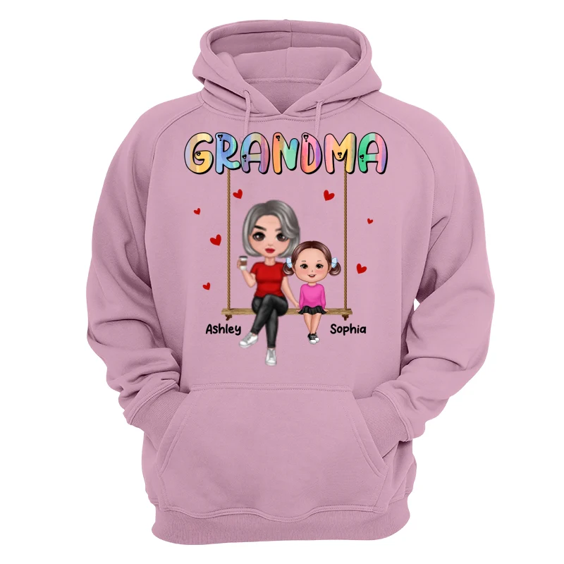 Grandma & Grandkids Sitting On Swing Personalized Shirt - Image 15