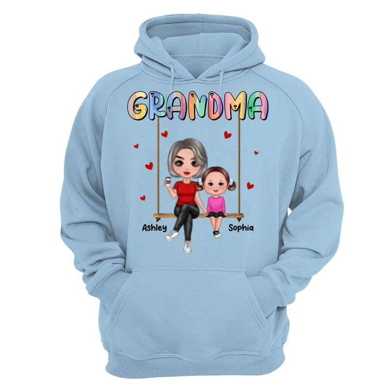Grandma & Grandkids Sitting On Swing Personalized Shirt - Image 16