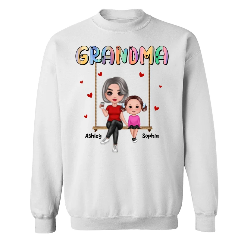 Grandma & Grandkids Sitting On Swing Personalized Shirt - Image 17