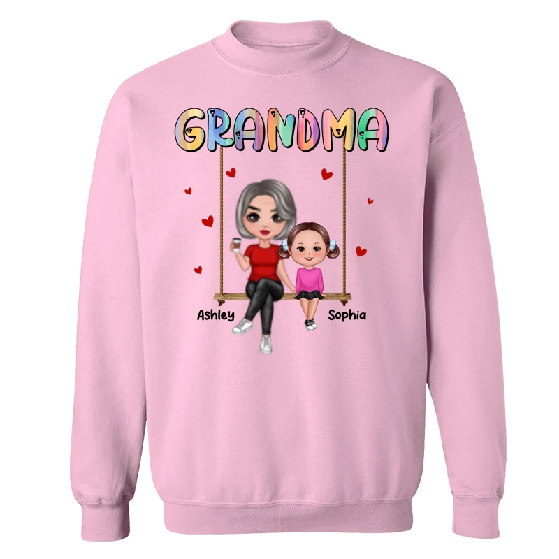 Grandma & Grandkids Sitting On Swing Personalized Shirt - Image 19
