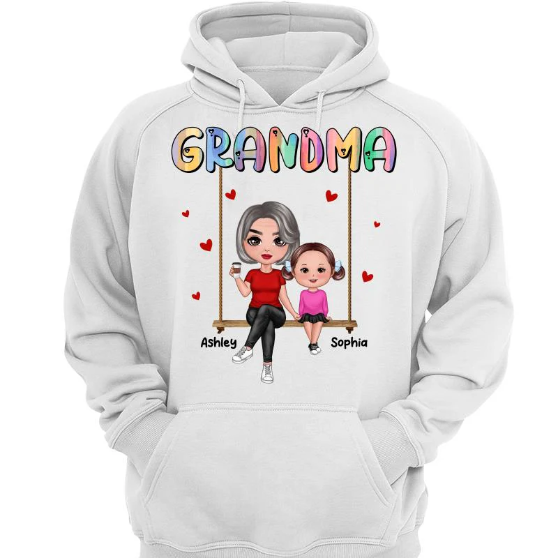 Grandma & Grandkids Sitting On Swing Personalized Shirt - Image 3