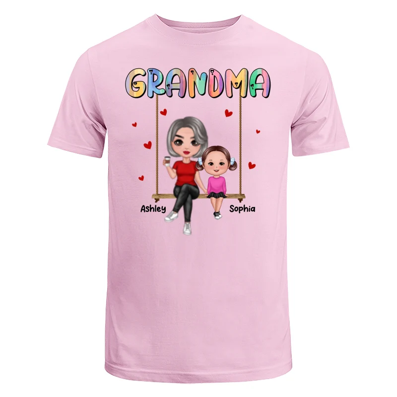 Grandma & Grandkids Sitting On Swing Personalized Shirt - Image 7