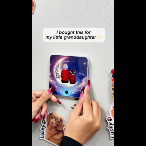 Grandma & Grandkids Sitting On The Moon Personalized Music Fridge Magnet, Perfect 2025 Gift For Mom For Grandma - Image 2