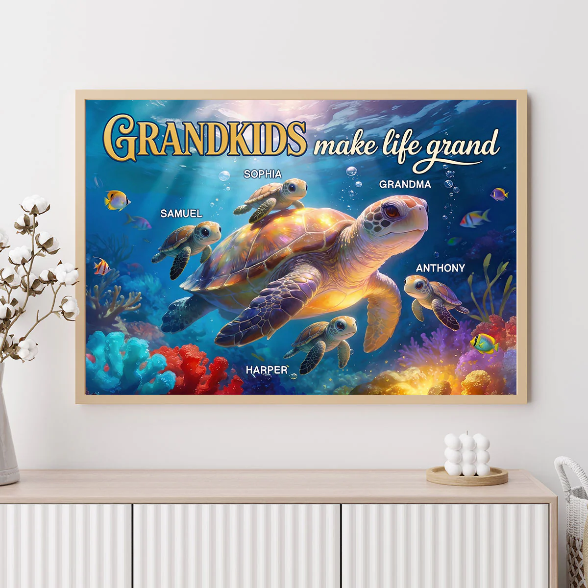 Grandma Grandkids Turtle Grandkids Make Life Grand - Personalized Poster - Mother's Day Gift For Grandma - Image 11
