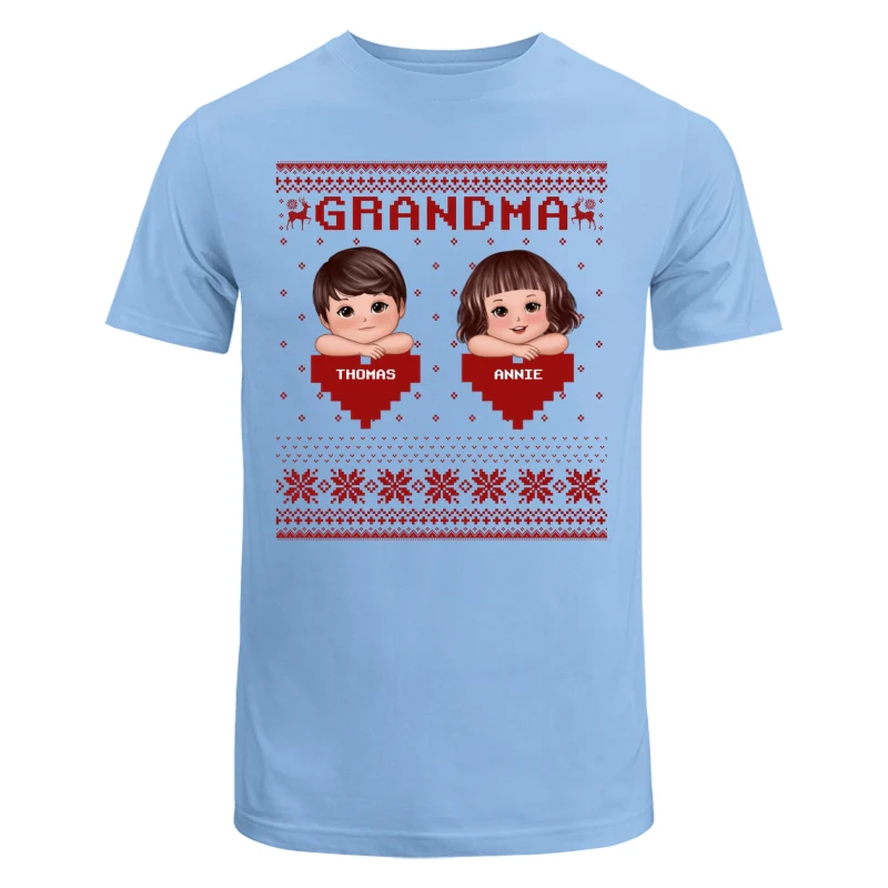 Grandma Grandkids Ugly Sweater Pattern Personalized Shirt - Image 12