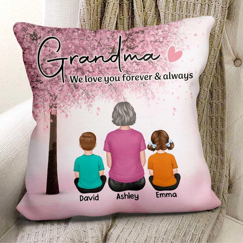 Grandma Grandkids Under Blossom Tree Personalized Pillow (Insert Included) - Image 2