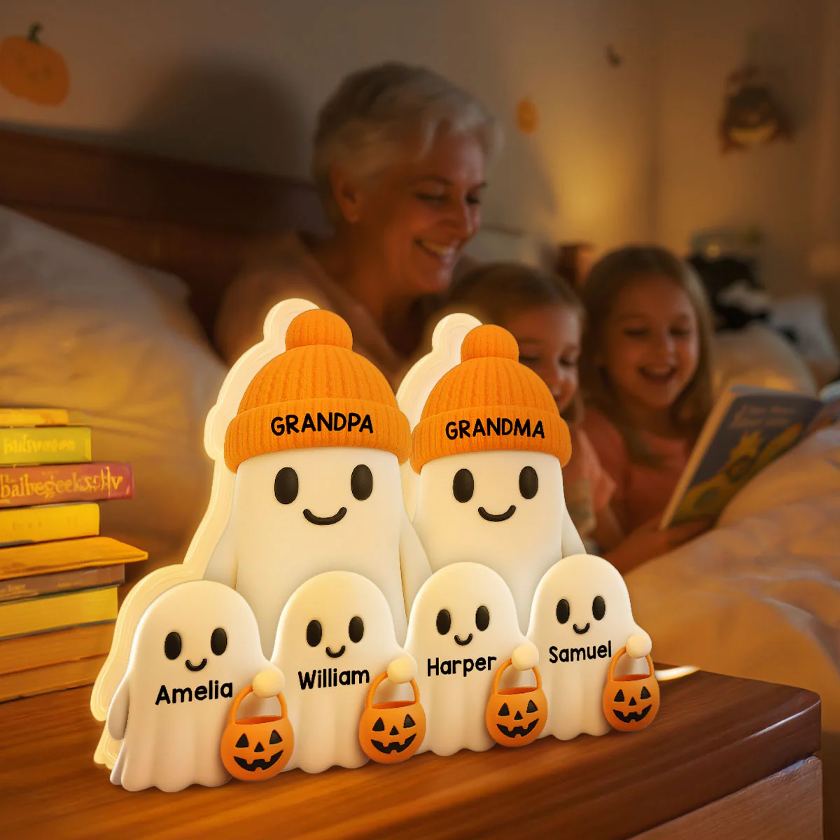 Grandma Grandpa Boo Crew Fall Halloween Decor - Personalized Light Box - Gift For Grandparents - Image 2
