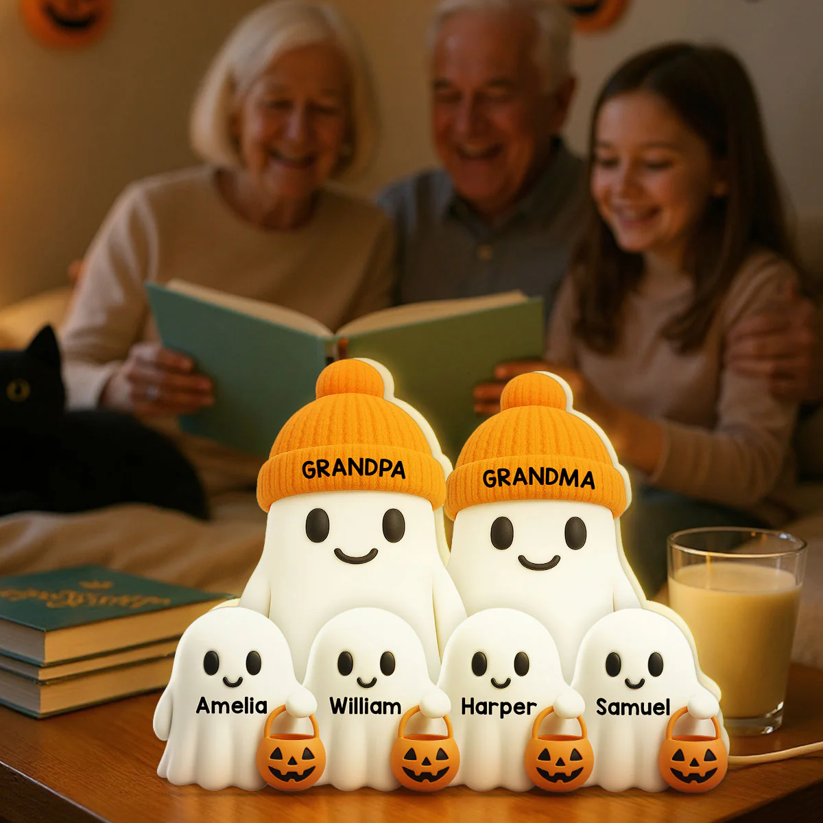 Grandma Grandpa Boo Crew Fall Halloween Decor - Personalized Light Box - Gift For Grandparents - Image 3