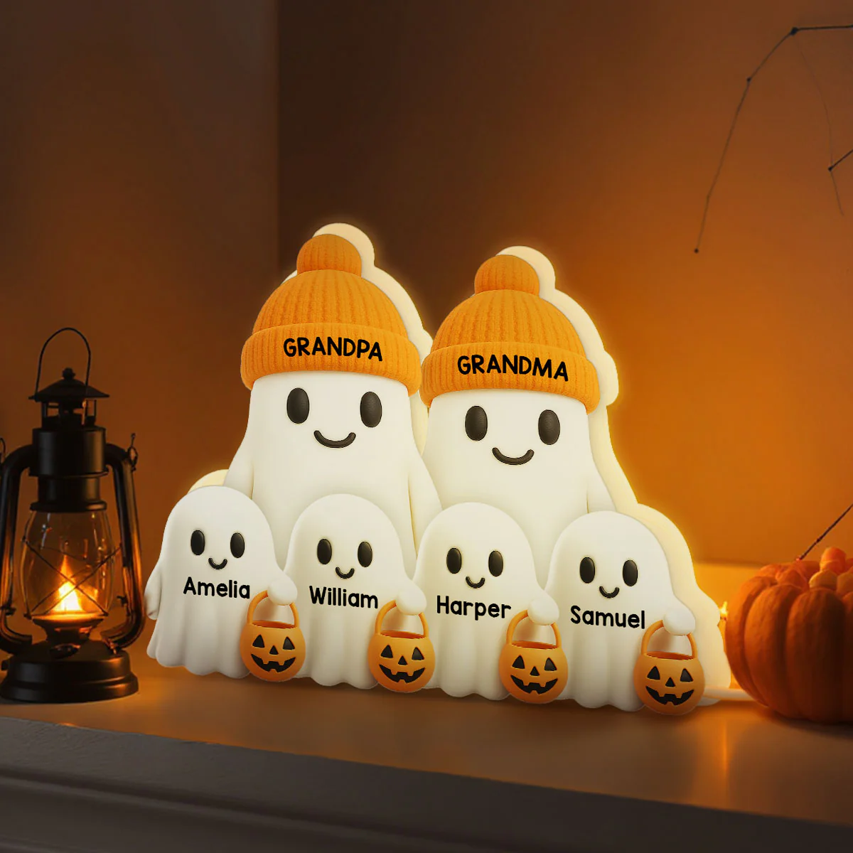 Grandma Grandpa Boo Crew Fall Halloween Decor - Personalized Light Box - Gift For Grandparents - Image 4