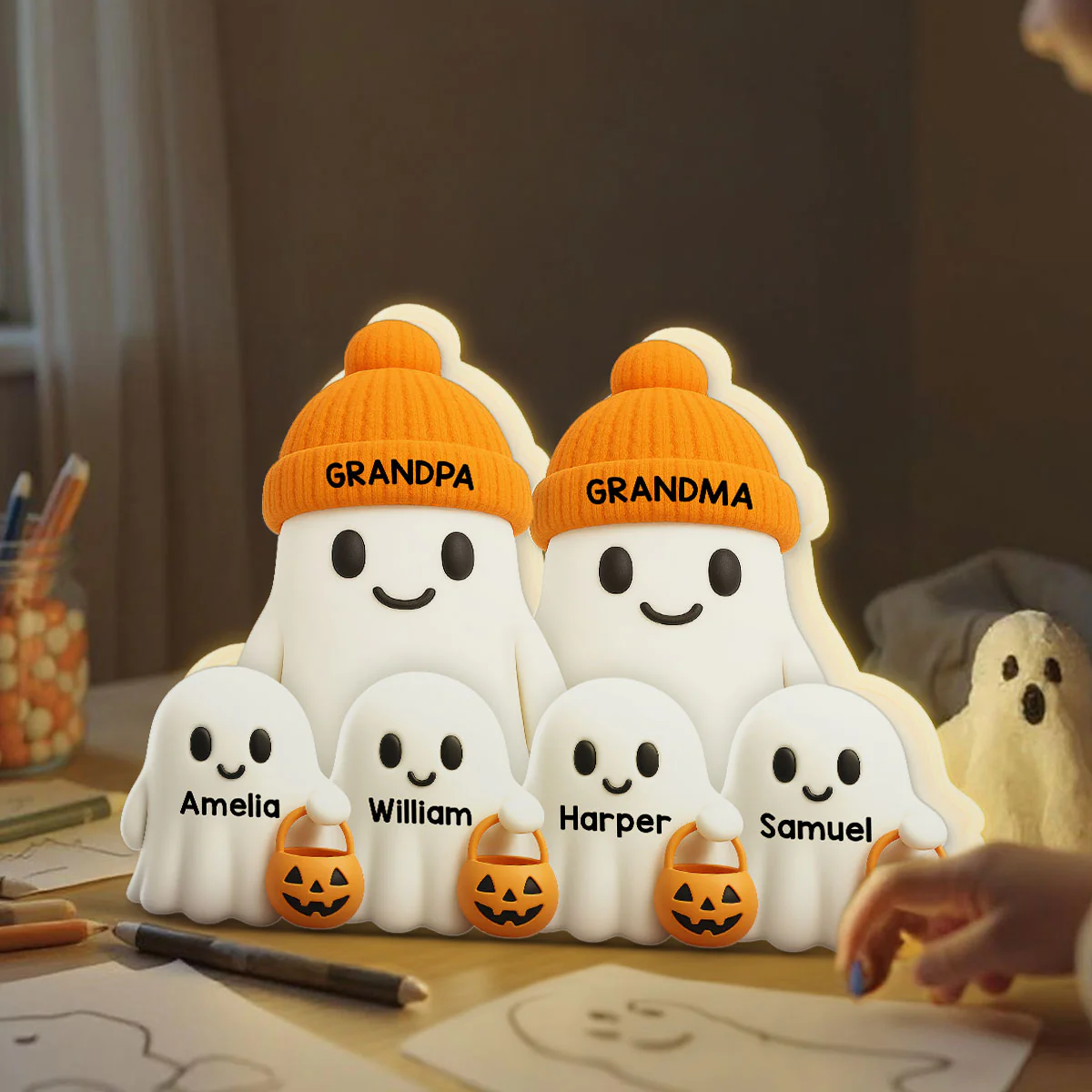 Grandma Grandpa Boo Crew Fall Halloween Decor - Personalized Light Box - Gift For Grandparents - Image 5