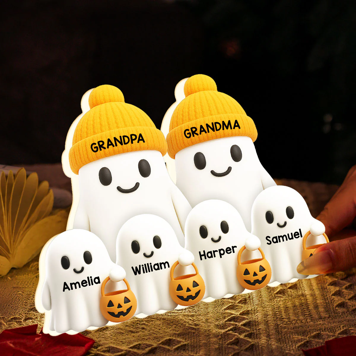 Grandma Grandpa Boo Crew Fall Halloween Decor - Personalized Light Box - Gift For Grandparents - Image 6