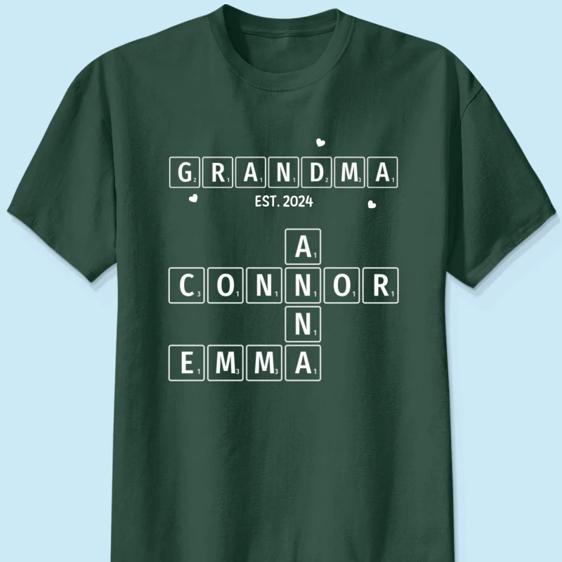 Grandma Grandpa Est. Crossword Art Puzzle Personalized Shirt - Image 10